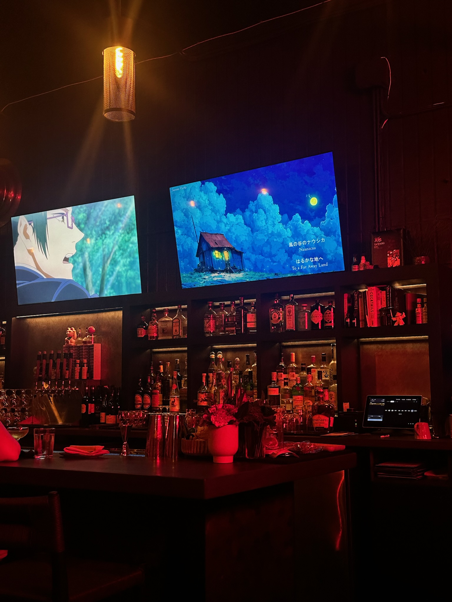 Some tvs with anime on them